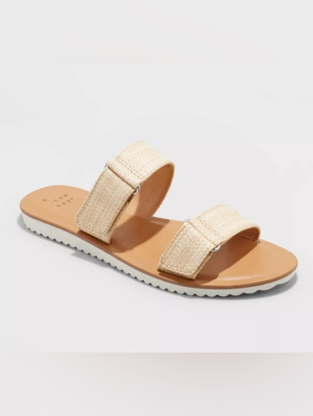 A NEW DAY Beige Slide Sandals with Adjustable Straps